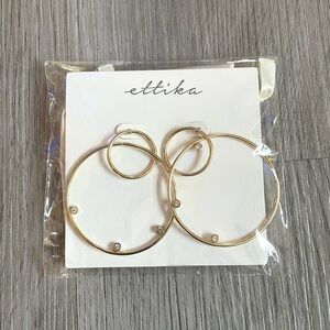 Ettika 18K Gold Plated Double Hoop Earrings